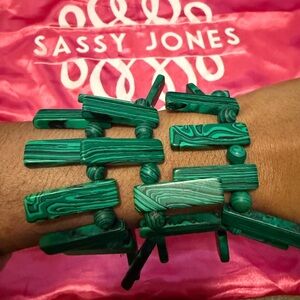 Sassy Jones Emerald Green Malachite-Pattern Stretch Bracelet